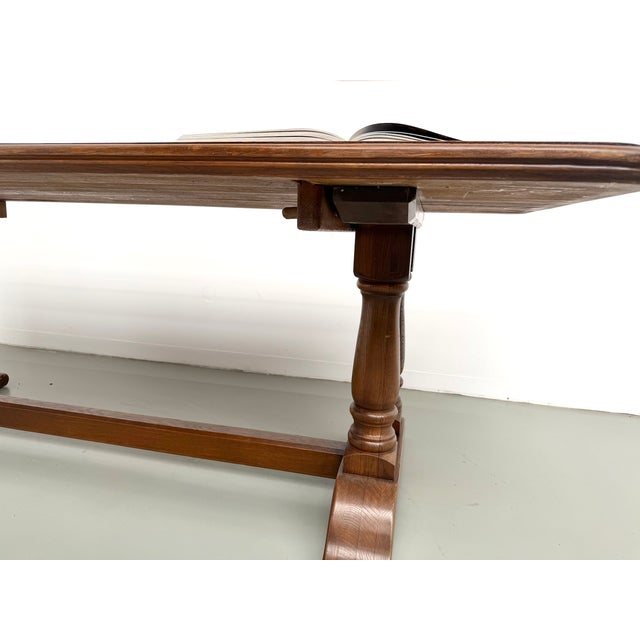 Brown Oak Farmhouse Table, 1950s For Sale - Image 8 of 18