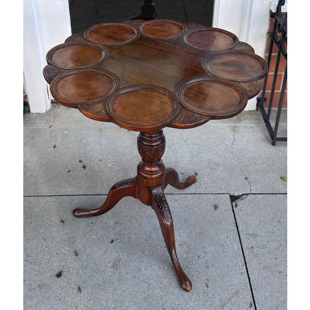 Antique 18c George III Style Carved Mahogany Tilt Top Supper Table For Sale - Image 4 of 7