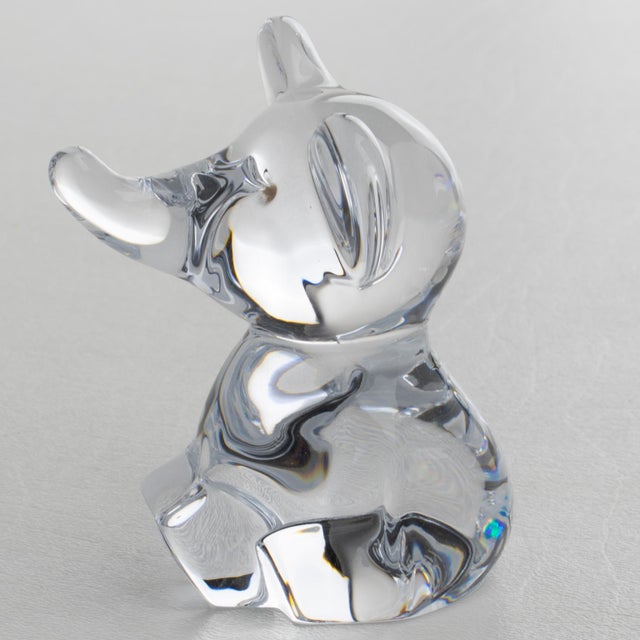 Contemporary Daum France Crystal Elephant Paperweight or Decorative Sculpture For Sale - Image 3 of 8
