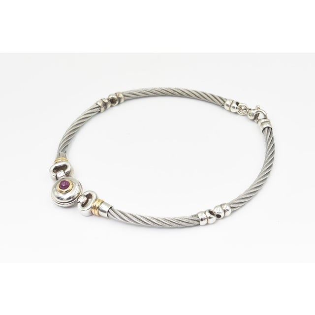 Traditional Late 20th Century Italian Yurman Style Sterling Silver Cable Collar Necklace For Sale - Image 3 of 12