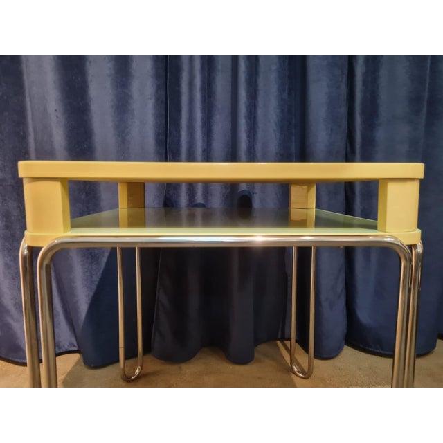 Wood Vintage Tubular Card Table For Sale - Image 7 of 9