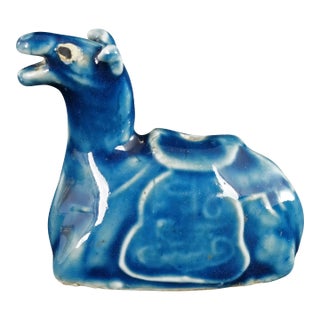 Chinese Porcelain Camel Water Dropper Cobalt Blue Qing/Republic C 1900 For Sale