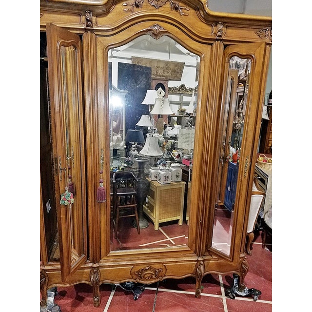 Antique French Armoire, 3 Door Louis XV Style For Sale In West Palm - Image 6 of 13