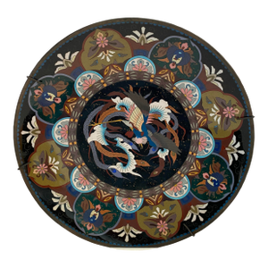 Large Japanese Meiji Cloissoné Charger, Decorative Plate
