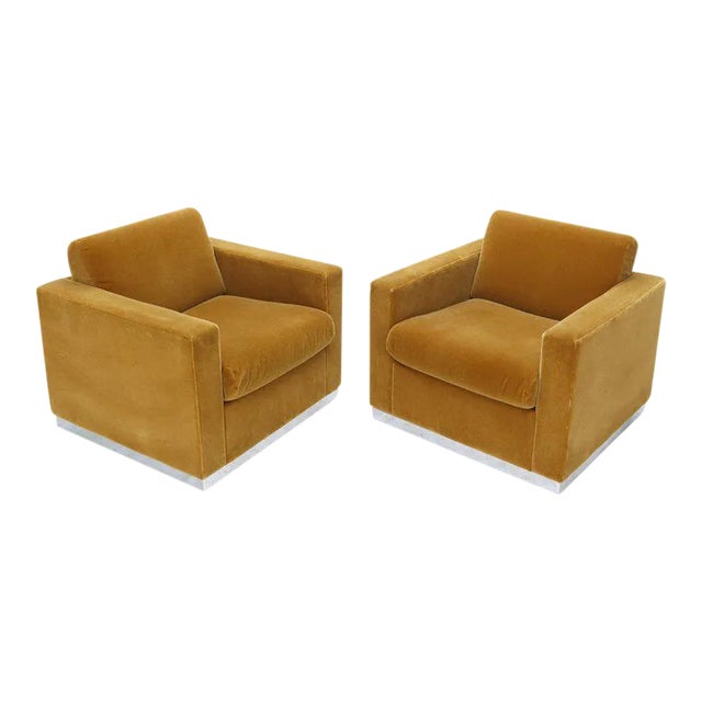 Mohair Club Chairs Ward Bennett for Brickel - a Pair For Sale