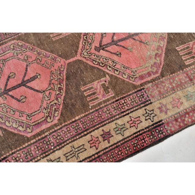 Vintage Nomadic Pink, Purple, Charcoal & Black Runner Rug , 3.5 x 9.8 For Sale - Image 9 of 11