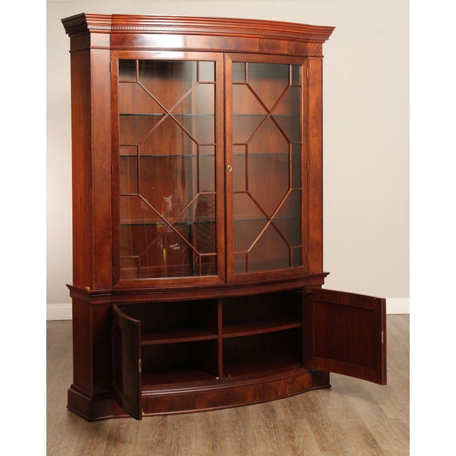 Baker Furniture Company Baker Historic Charleston Collection Large Mahogany Bow Front China Cabinet For Sale - Image 4 of 18