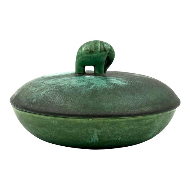 Art Deco Green Ceramic Bowl / Vide Poche, Angelo Biancini, Società Ceramica Italiana, Laveno Italy 1930s For Sale