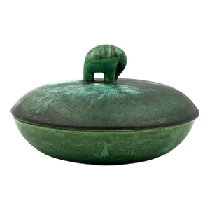 Art Deco Green Ceramic Bowl / Vide Poche, Angelo Biancini, Società Ceramica Italiana, Laveno Italy 1930s