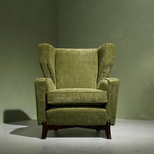 Mid-Century Modern Italian Lounge Chair in Forest Green Dedar Upholstery, Italy For Sale - Image 3 of 11