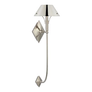 Thomas O'Brien for Visual Comfort Signature Turlington XL Sconce in Polished Nickel with Polished Nickel Shade For Sale