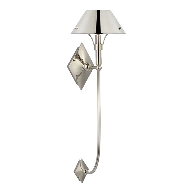 Thomas O'Brien for Visual Comfort Signature Turlington XL Sconce in Polished Nickel with Polished Nickel Shade For Sale
