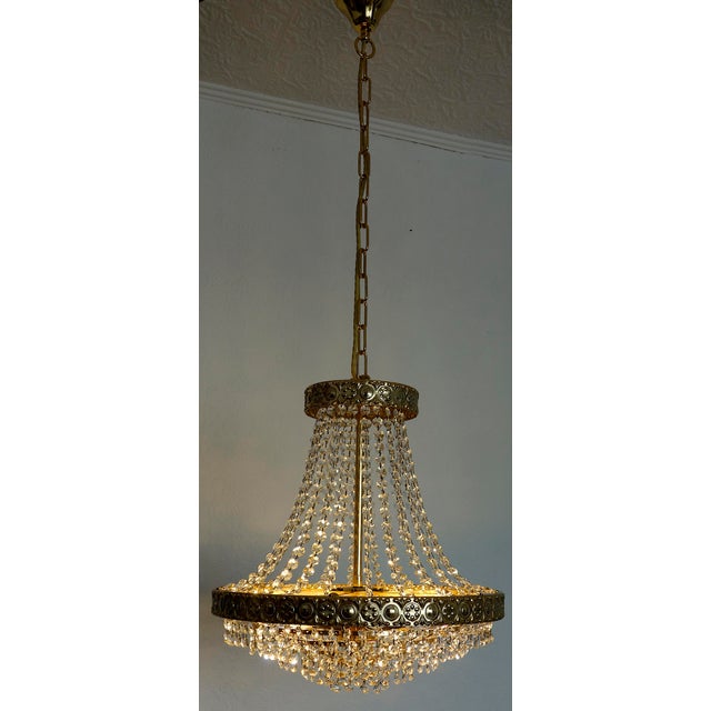 Crystal and 24k Gold Plated Chandelier from Sölken Leuchten, 1970s For Sale - Image 11 of 14