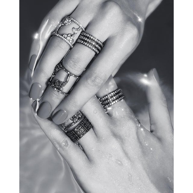 Bochic "Retro Vintage" Sapphire & Diamond 18K Gold & Eternity Cluster Ring For Sale - Image 13 of 18