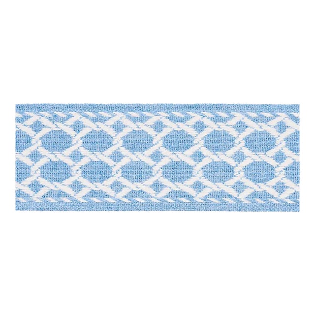 Sample - Schumacher Lattice Tape in Chambray For Sale