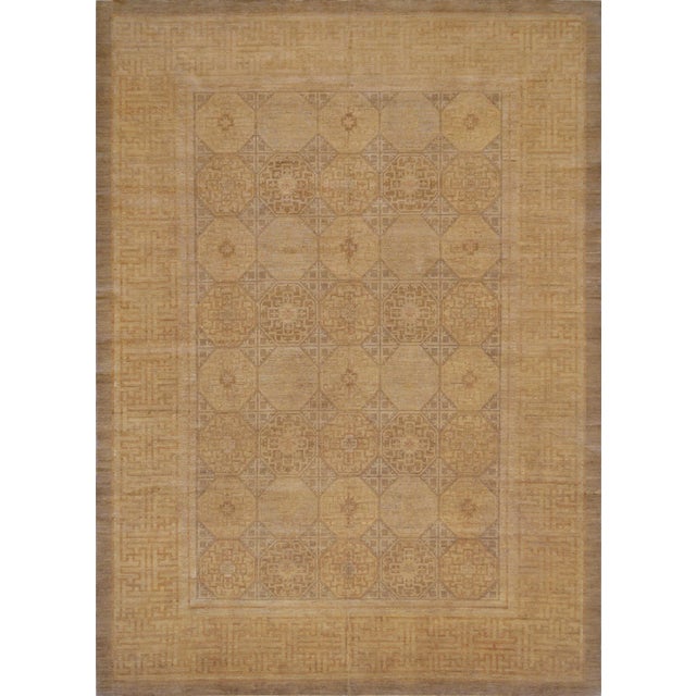 Handwoven Revival Wool Khotan Rug For Sale