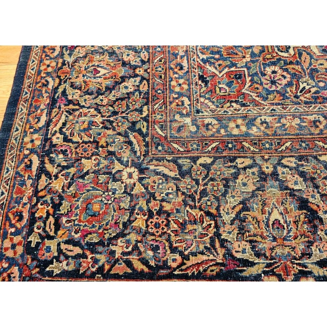 Early 20th Century Persian Kashan Rug, Handwoven Floral Pattern, Rust & Ivory, 8’ X 10’ For Sale - Image 10 of 12