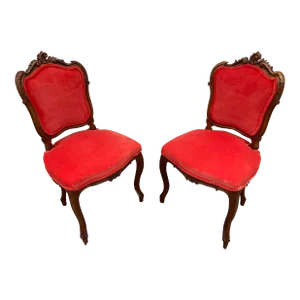 Late 19th Century Antique King Louis Burnt Orange Chairs - Set of 2
