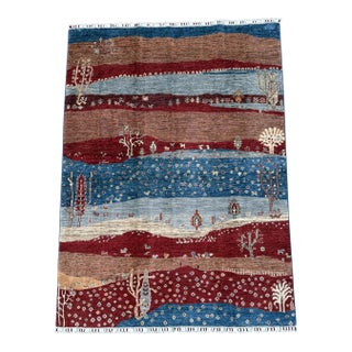 Nomad Carpets Red Fine Hand Knotted Gabbeh Rug, 04'10 X 06'09 For Sale