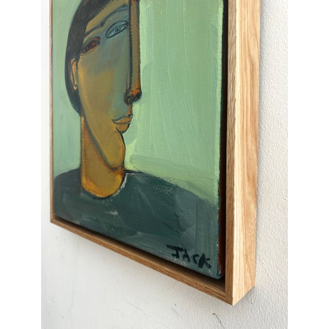 Textile "Man in Gray", Original Painting by Rebecca Jack (Framed) For Sale - Image 7 of 7