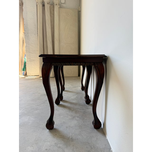 Wood Pair of Vintage Georgian Style Mahogany Wooden Nightstands With Carved Claw Feet For Sale - Image 7 of 17