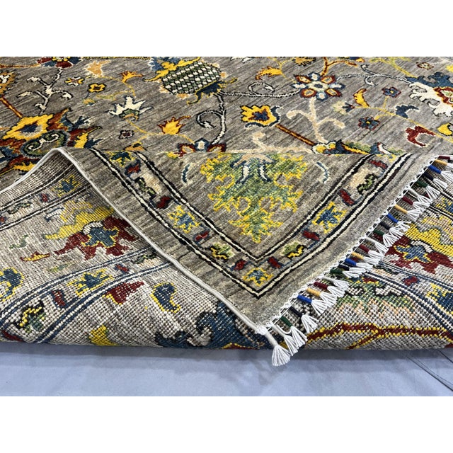 Gray Sultani Wool Rug With Persian Floral Design, 5'9" X 7'8" For Sale - Image 10 of 13