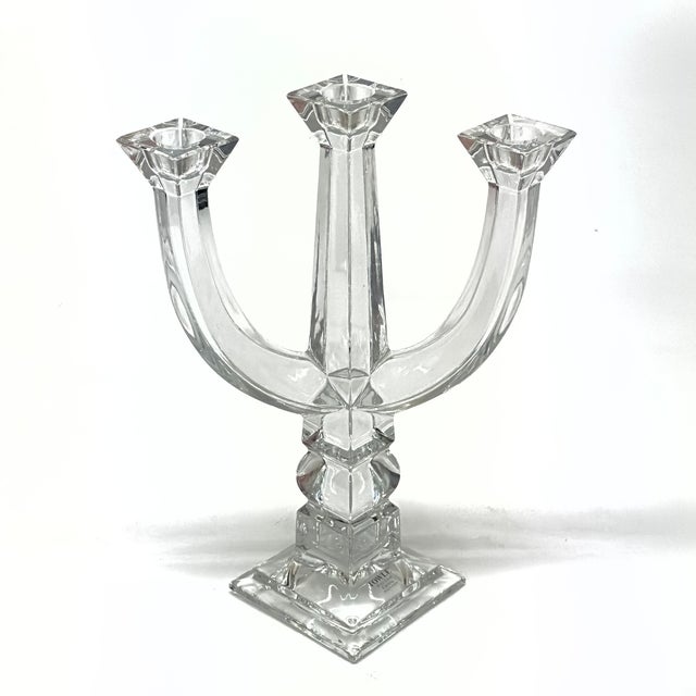 Mid-Century Modern Elegant Lead Crystal Candelabra by Towle, Made in Austria For Sale - Image 3 of 7