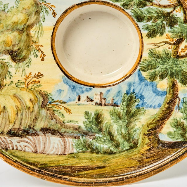 Mid 18th Century Mid 18th Century Italian Majolica Trembleuse Cup & Saucer, Castelli For Sale - Image 5 of 13