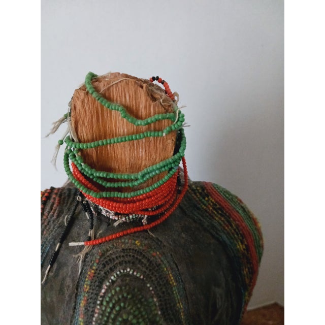 Wood Stunning West African Bust - Wood, Metal, Beads, and Cowrie Shells Early 20th C. For Sale - Image 7 of 7