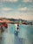 1990s Vintage Impressionist Abstract Coastal Harbor Oil on Canvas Painting, Gold Wood Framed For Sale - Image 5 of 12