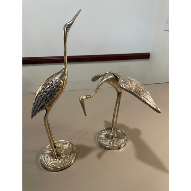 Vintage Brass Crane Figurines-Pair Dimensions are approximate: 11 1/2” Tall crane 8 1/2” Long, tip of beak to end of tail-...