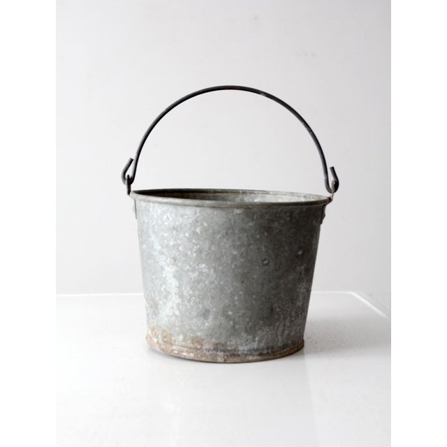 Vintage Galvanized Tin Bucket For Sale - Image 6 of 11