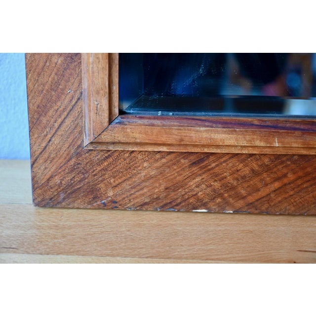 Antique Wall Mirror in Carved and Beveled Oak and Fortin Veneer, 1930s For Sale - Image 10 of 11