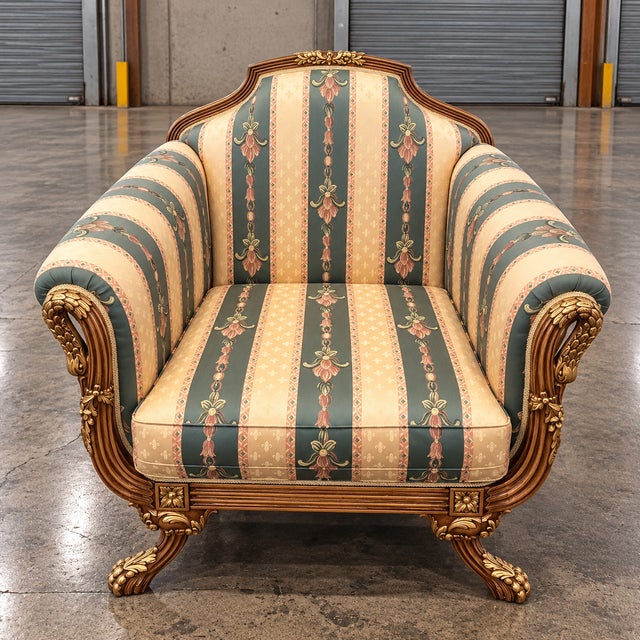 Vintage Italian Import Galimberti Lino 3p Rococo Sofa Couch Loveseat Armchair Set For Sale - Image 17 of 17