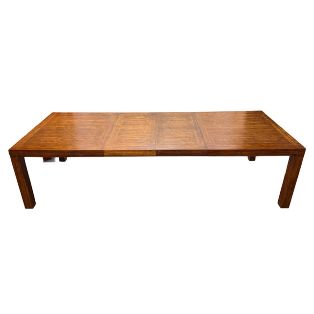 Vintage Drexel Heritage Accolade II Collection Campaign Style Walnut Extension Dining Table For Sale - Image 12 of 12
