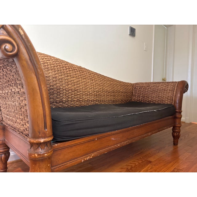 Crate & Barrel 2001 Crate and Barrel Wicker Rattan Sofa For Sale - Image 4 of 4