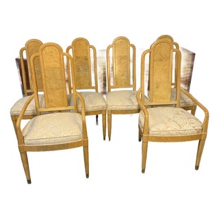 Henredon Scene Two Burled Wood Dining Chairs (6) For Sale