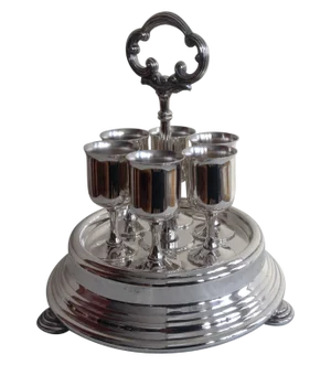 Vintage C1970's Taunton Silversmith Silver Cordials & Caddy Holder -7 Pieces