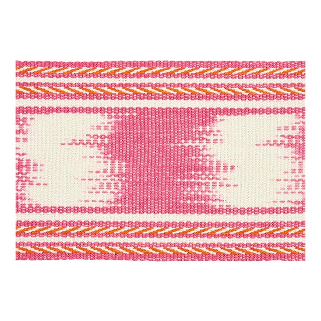 Sample - Schumacher Banyan Ikat Tape in Pink For Sale