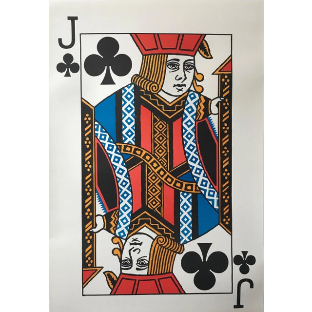1967 Original American Vintage Playing Card Poster - Jack of Clubs (Linen-Backed) For Sale - Image 4 of 4