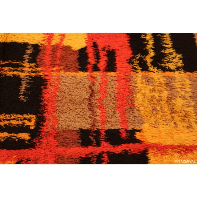 Textile Nazmiyal Collection Vintage Swedish Shag Rya Rug For Sale - Image 7 of 8