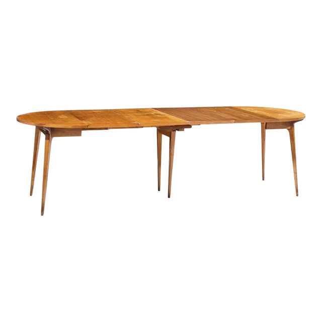 Bertha Schaefer for Singer and Sons Mid Century Walnut Dining Table With 4 Leaves For Sale