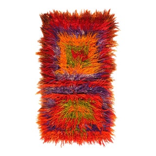 Pasargad DC Vintage Turkish Angora Mohair WooL Pattern and Colorful Shag Tulu Rug For Sale