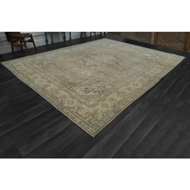 1970s Vintage Persian Handknotted Wool Brown Oversize Area Rug For Sale - Image 4 of 11