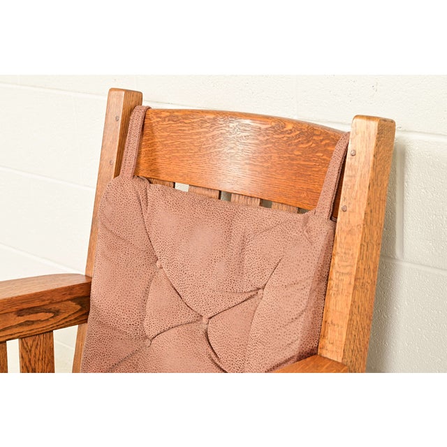 Brown Harden Furniture Antique Mission Oak Arts & Crafts Rocking Chair, Circa 1910 For Sale - Image 8 of 13