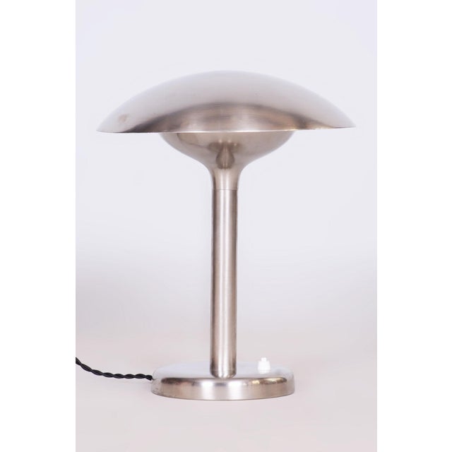 Bauhaus Czech Bauhaus Table Lamp in Nickle-Plated Steel attributed to František Anýž, 1920s For Sale - Image 3 of 8