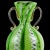 Abstract Murano Venetian Style Green White Gold Flecks Italian Art Glass Vintage Footed Double Handles Flower Vase For Sale - Image 3 of 6