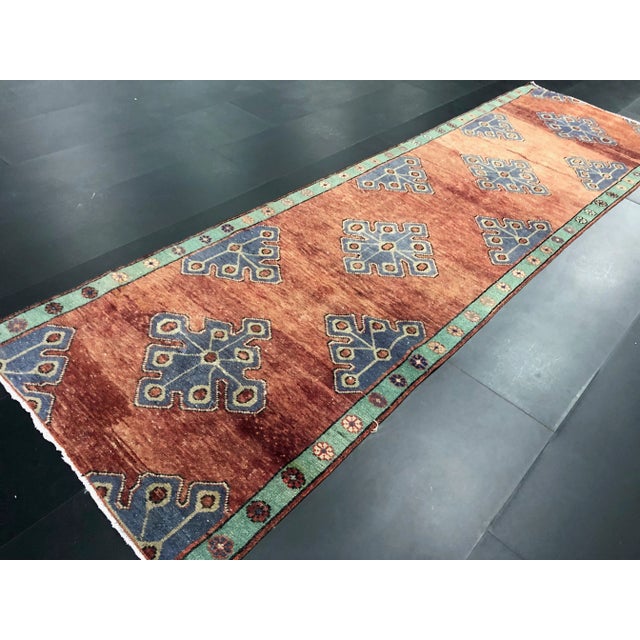 Vintage Turkish Oushak Ethnic Wool Runner Rug For Sale In Phoenix - Image 6 of 11