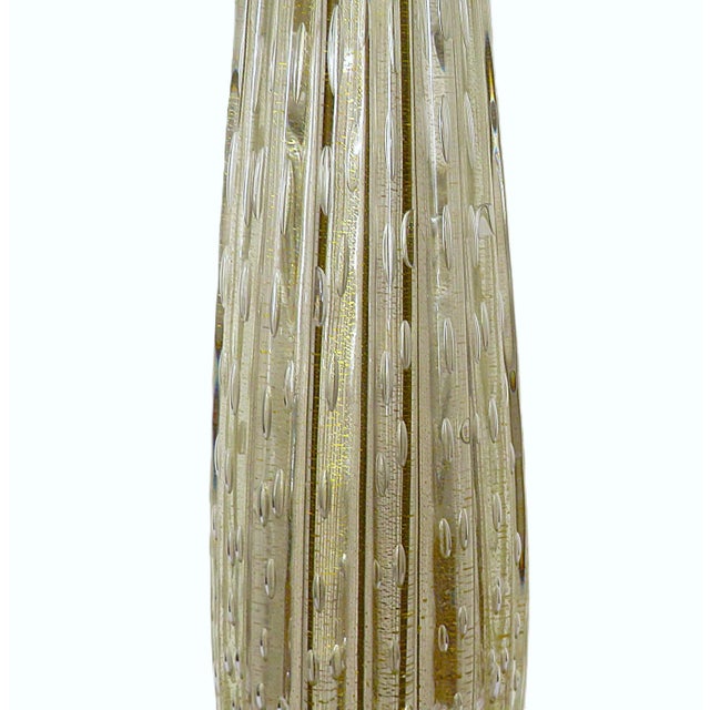 Mid-Century Modern Italian Gold Murano Glass Table Lamp With Controlled Bubble Mid Century Modern For Sale - Image 3 of 8
