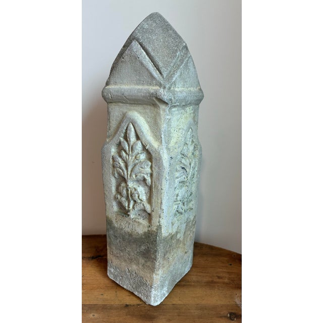 Vintage Gothic Revival Cast Stone Pier Finial / Architectural Salvage Post Cap - 16" For Sale - Image 4 of 10
